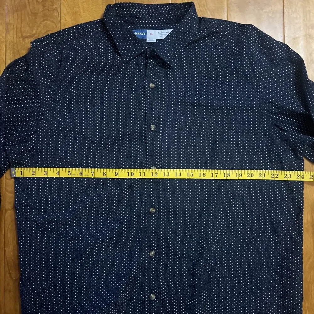 Old Navy Regular Fit Everyday Shirt Size XL Navy Blue Long Sleeve Flex Cotton - Picture 5 of 10